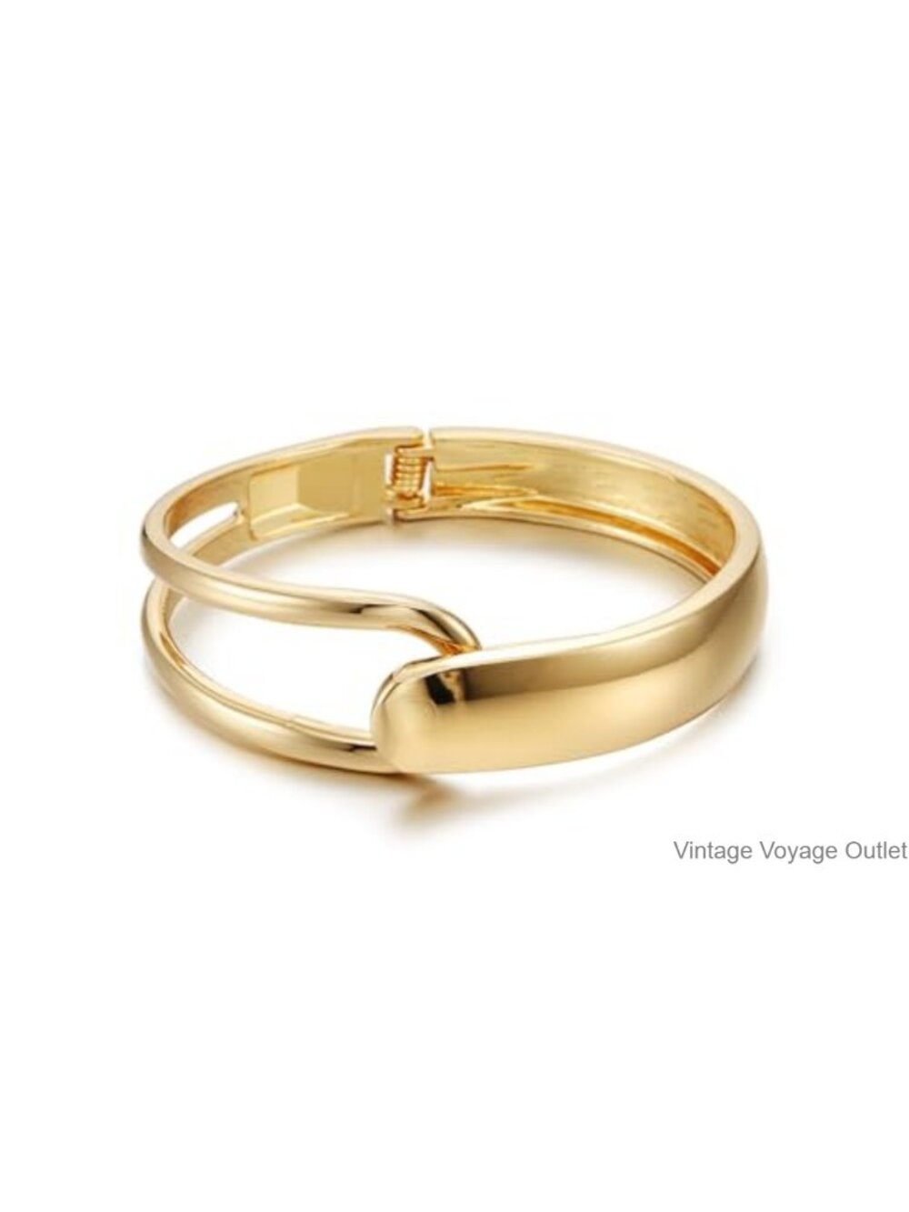Chunky Gold Plated Twisted Hinged Cuff Bangle Bracelet for Women